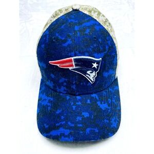 New England Patriots Hat Cap M/L Fitted Blue Camo NFL New Era Salute to Service